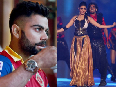 virat kohli smiles as anushka performs at ipl virat kohli smiles as anushka performs at ipl