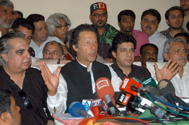 imran khan along with party leaders addresses a press conference in karachi on wednesday april 8 2015 photo mohammad saqib express imran khan along with party leaders addresses a press conference in karachi on wednesday april 8 2015 photo mohammad saqib express