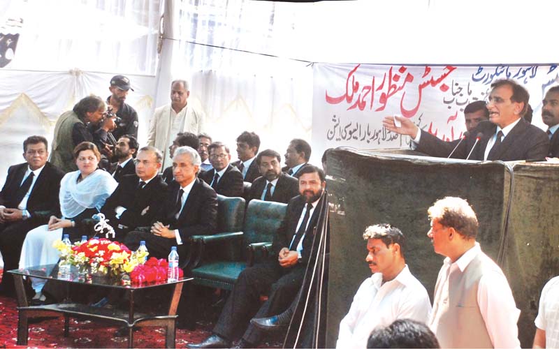 chief justice manzoor malik addressing participants at the ceremony photo abid nawaz express