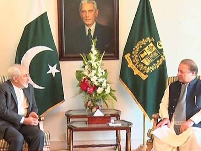 an express news screen grab of pm nawaz meeting iranian foreign minister