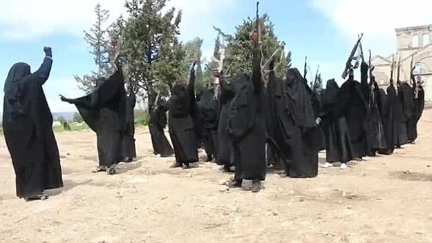 video and images show women chanting religious slogans in arabic and praising the is photo mail online