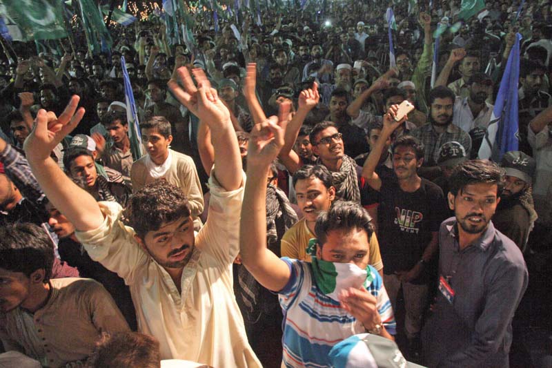 holds rally in mqm stronghold in a show of political muscle photo athar khan express