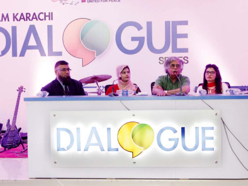 the panellists at the second dialogue session organised by i am karachi shed light on the issues faced by the younger generation today photo aysha saleem express