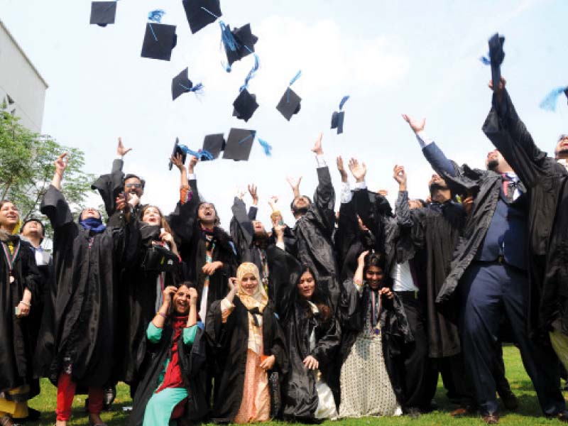 students rejoice after being awarded their degrees photo waseem nazir express