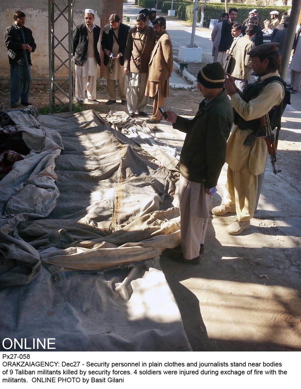 journalists receiving a briefing by security officials on the operation in which 16 militants were killed photo online