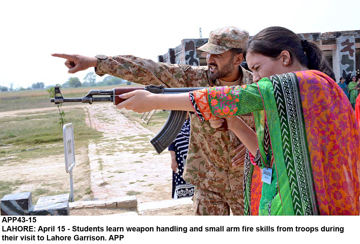 students learn weapon handling and small arm fire skills from troops at the lahore garrison photo app