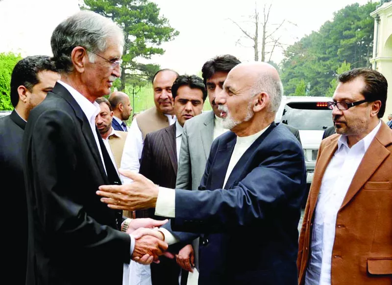 afghan president ashraf ghani greets khyber pakhtunkhwa chief minister pervez khattak on arrival in kabul photo nni afghan president ashraf ghani greets khyber pakhtunkhwa chief minister pervez khattak on arrival in kabul photo nni