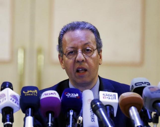 united nations special adviser on yemen jamal benomar speaks during a un facilitated dialogue session attended by representatives of yemen 039 s feuding parties in sanaa march 2 2015 photo reuters