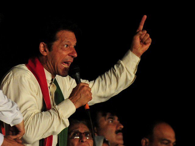 pti chief imran addressing his supporters photo afp