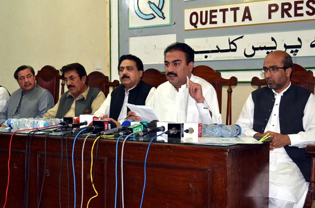 balochistan health minister rehmat saleh baloch addressing a press conference in quetta photo naseem james express