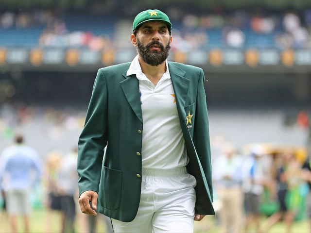 misbahul haq looks on during day one of the second test match between australia and pakistan on december 26 2016 photo afp
