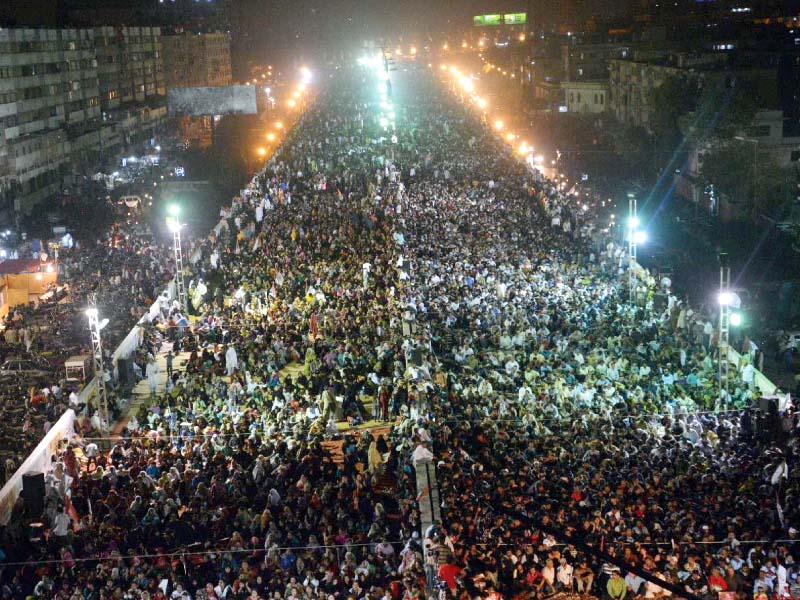an aerial view of the mqm s rally at liaquatabad flyover photo mohammad noman express