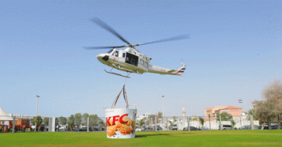 kfc delivers to dubai beach by helicopter