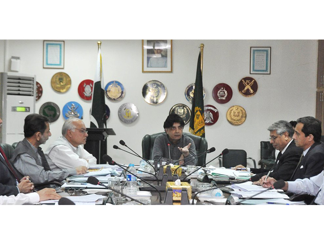 chaudhary nisar heads a high level meeting at the ministry of interior on tuesday april 21 2015 photo pid