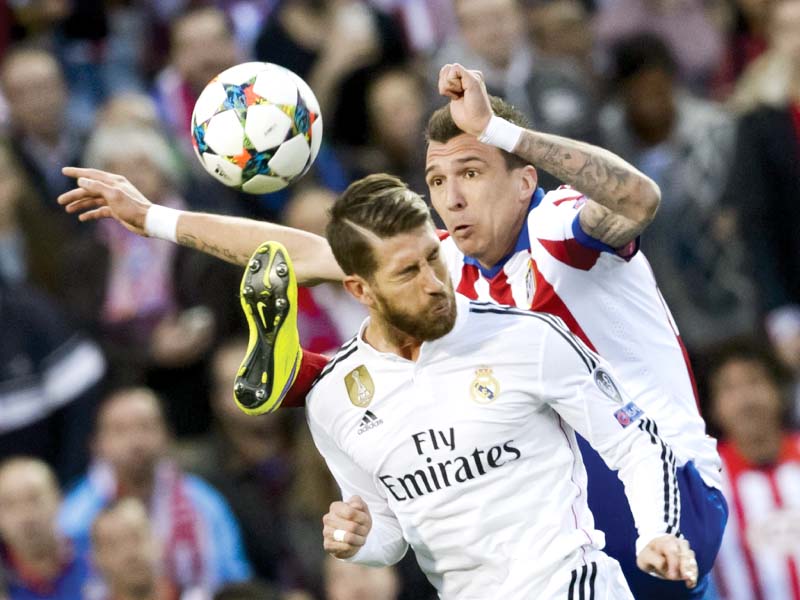 mandzukic and ramos were constantly in each other s faces throughout the first leg and more of the same can be expected in the second photo afp