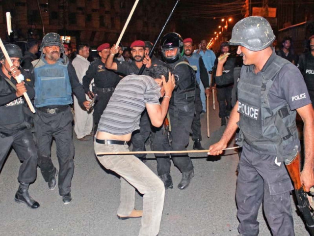 police baton charge mqm supporters in karimabad karachi photo ppi police baton charge mqm supporters in karimabad karachi photo ppi