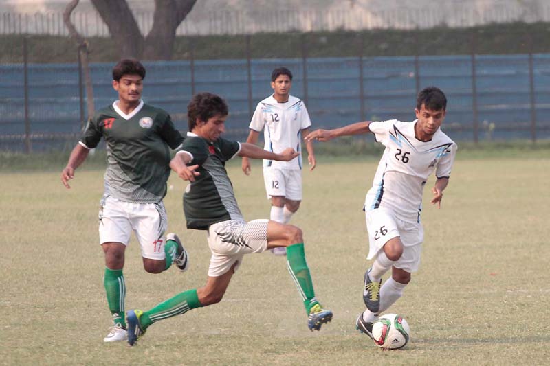 despite conceding an early goal wapda held on to their nerves to defeat navy 2 1 and qualify for the semi finals photo shafiq malik express