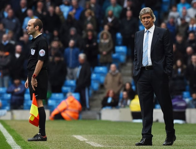 manchester city 039 s chilean manager manuel pellegrini r looks on during the english premier league football match between manchester city and aston villa at the etihad stadium in manchester north west england on april 25 2015 photo afp manchester city 039 s chilean manager manuel pellegrini r looks on during the english premier league football match between manchester city and aston villa at the etihad stadium in manchester north west england on april 25 2015 photo afp