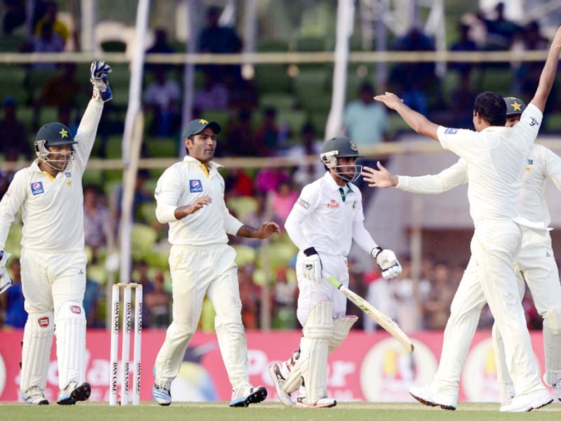 the last ball wicket of mominul means pakistan are in with a shout to wrap up bangladesh s batting early photo afp