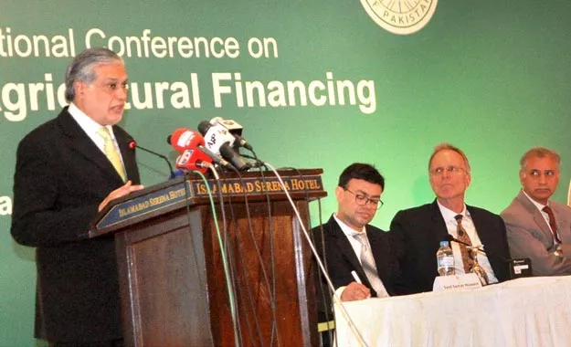 finance minister ishaq dar addressing the international conference on innovative agriculture financing on tuesday photo pid finance minister ishaq dar addressing the international conference on innovative agriculture financing on tuesday photo pid