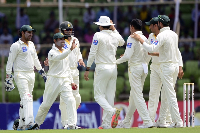 taking the reins muhammad hafeez and azhar ali anchored pakistan to a comfortable position at the end of the second day of the first test after sami aslam was controversially given out by the third umpire in the 12th over photo afp