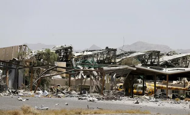 damaged facilities are seen at a yemen air force base near the international airport of yemen 039 s capital sanaa after they were hit by air strikes photo reuters damaged facilities are seen at a yemen air force base near the international airport of yemen 039 s capital sanaa after they were hit by air strikes photo reuters