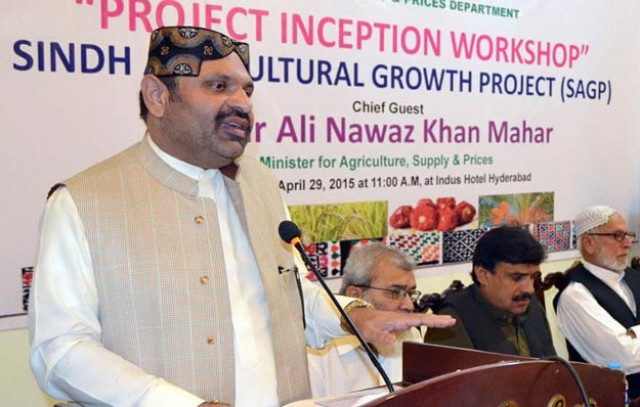 sindh agriculture minister ali nawaz khan mahar addressing the inaugration ceremony of a 76 million project aimed at bolstering the income of small and medium farmers and crop productivity photo nni sindh agriculture minister ali nawaz khan mahar addressing the inaugration ceremony of a 76 million project aimed at bolstering the income of small and medium farmers and crop productivity photo nni
