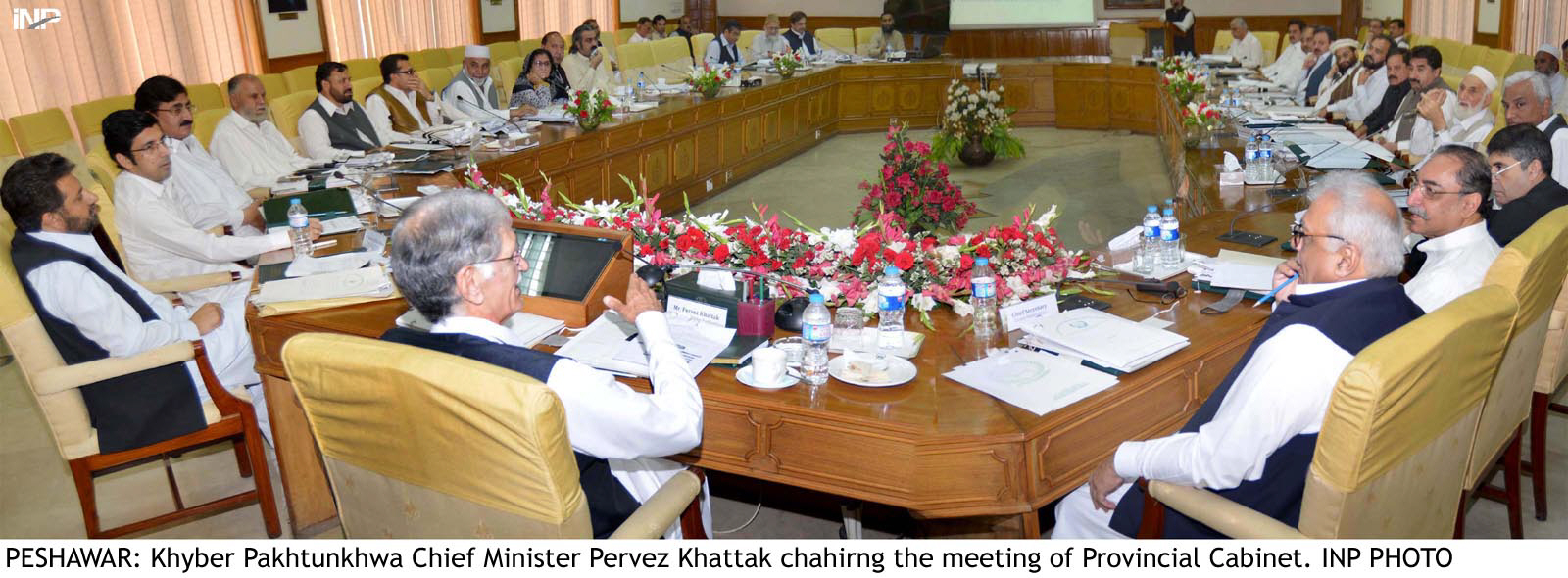 khyber pakhtunkhwa chief minister pervez khattak chairs a cabinet meeting on wednesday photo inp