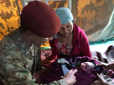 first baby born at army field hospital in nepal named lahore