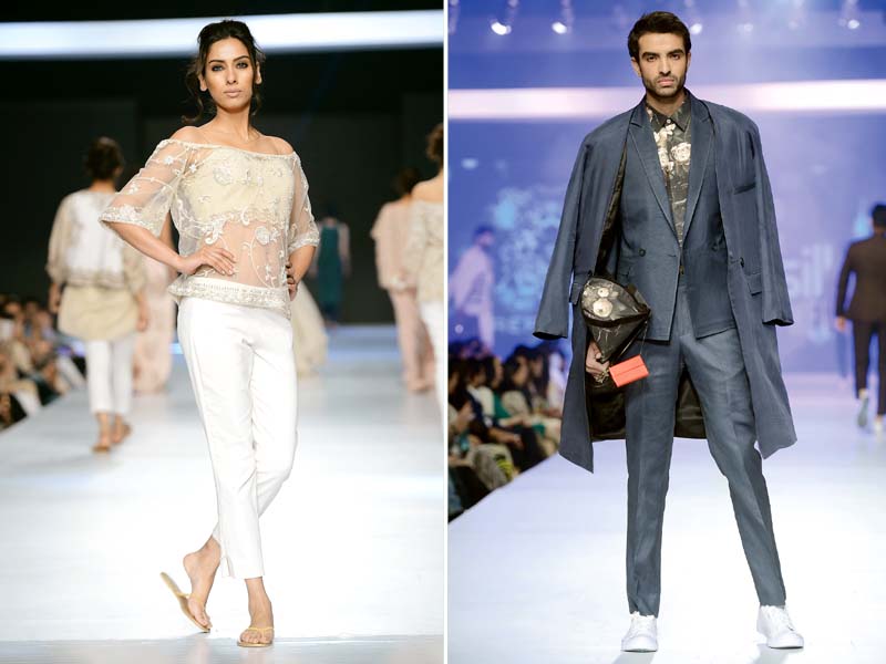 designs by misha lakhani l and republic by omar farooq r were recently showcased at the pfdc sunsilk fashion week photos publicity