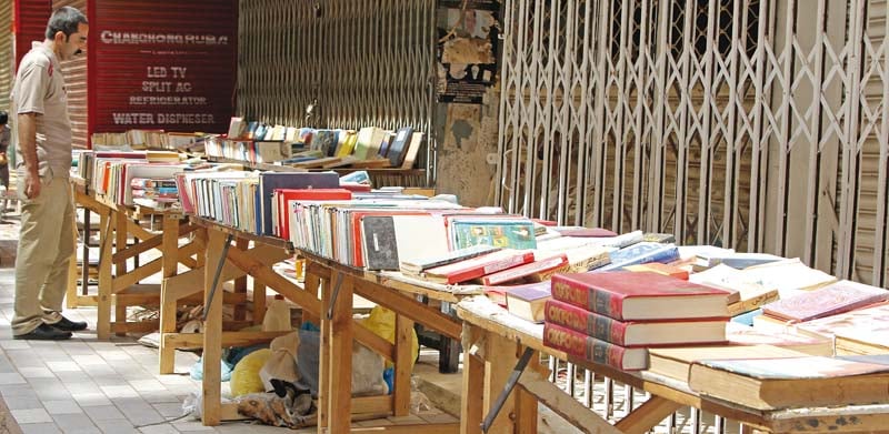 the regal chowk pavements turn into a heaven for book lovers every sunday morning the shopkeepers are demanding the government relocate them to the nearby jehangir park photo aysha saleem express