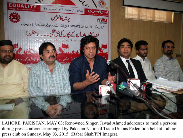 renowned singer jawad ahmed addresses media perons at the lahore press club photo ppi renowned singer jawad ahmed addresses media perons at the lahore press club photo ppi