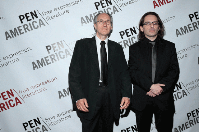 charlie hebdo editor in chief gerard biard and film critic jean baptiste thoret attend the pen american center literary gala at american museum of natural history on may 5 2015 in new york city photo afp charlie hebdo editor in chief gerard biard and film critic jean baptiste thoret attend the pen american center literary gala at american museum of natural history on may 5 2015 in new york city photo afp