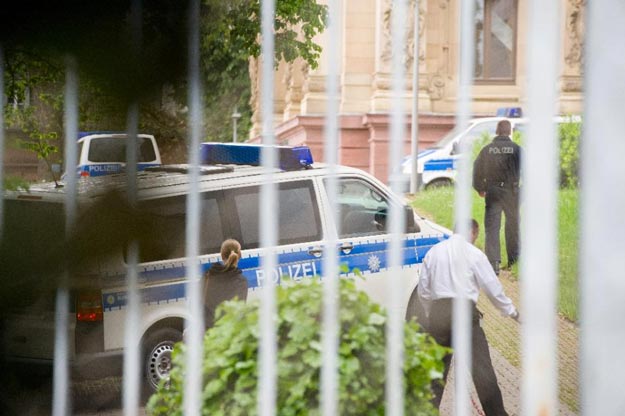 a german police car waits outside the federal court of justice in karlsruhe on may 6 2015 photo afp