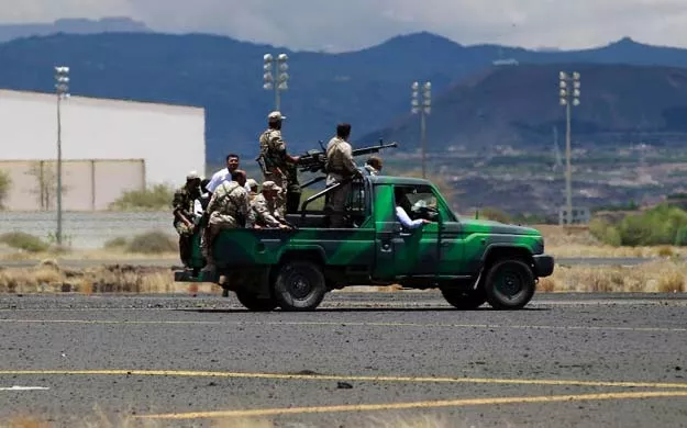 huuthi rebels inspect damage done by air strikes by the saudi led coalition at the international airport in sanaa on may 5 2015 photo afp huuthi rebels inspect damage done by air strikes by the saudi led coalition at the international airport in sanaa on may 5 2015 photo afp