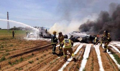 military plane crashes outside seville airport in spain