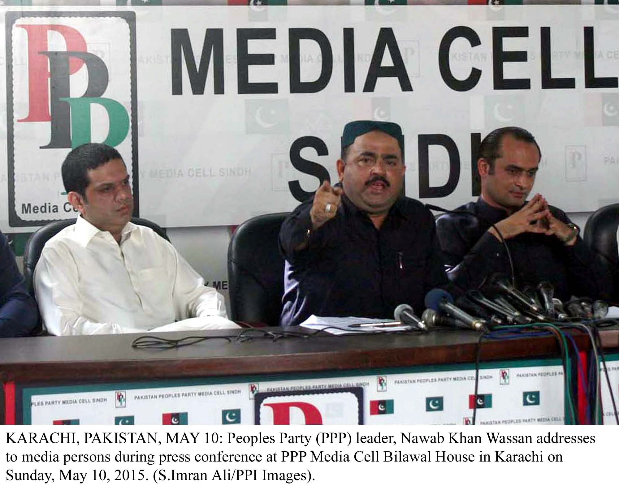 ppp leaders address media persons during a press conference at the ppp media cell bilawal house in karachi photo ppi