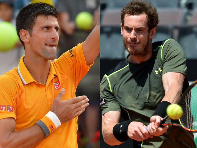 novak djokovic and andry murray at the italian open photo afp