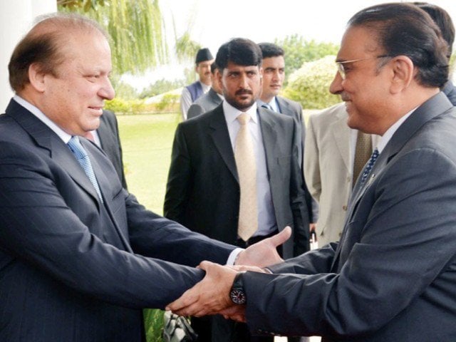 prime minister nawaz sharif l and former president asif ali zardari r photo inp