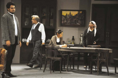 up against a crumbling wall