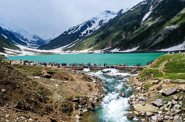 tourists enjoying at lake saiful malook in naran photo online