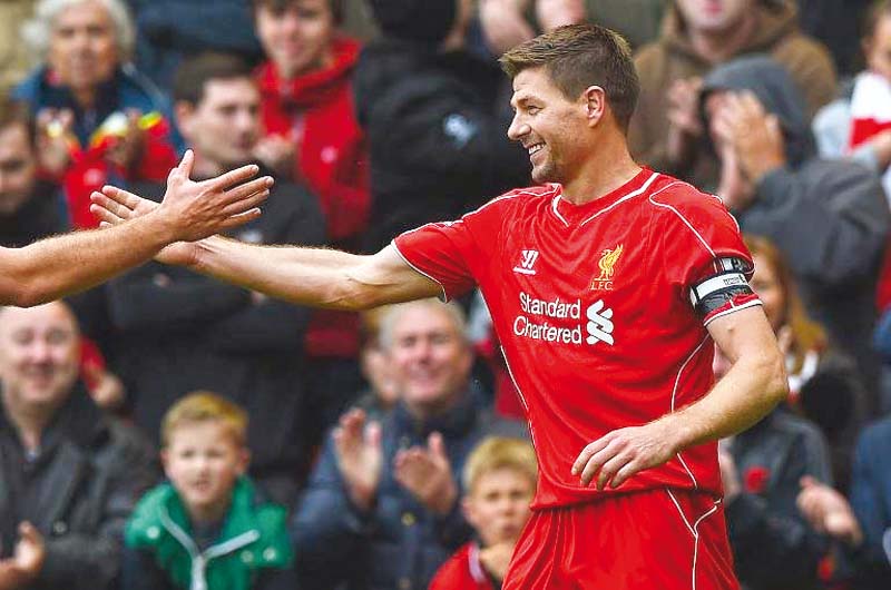 after 708 appearances 185 goals and 10 trophies later gerrard will play his final game at anfield on saturday in hopes of winning one last game there and getting his name on the score sheet photo afp