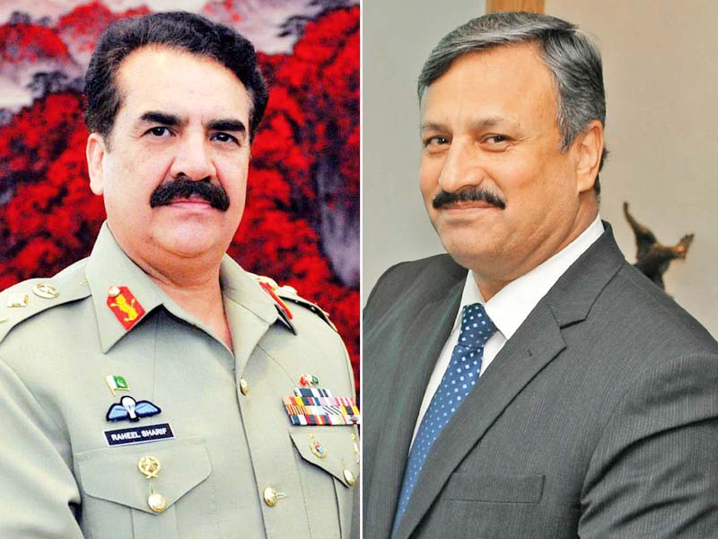 army chief gen raheel sharif dg isi lt gen rizwan akhtar photo file