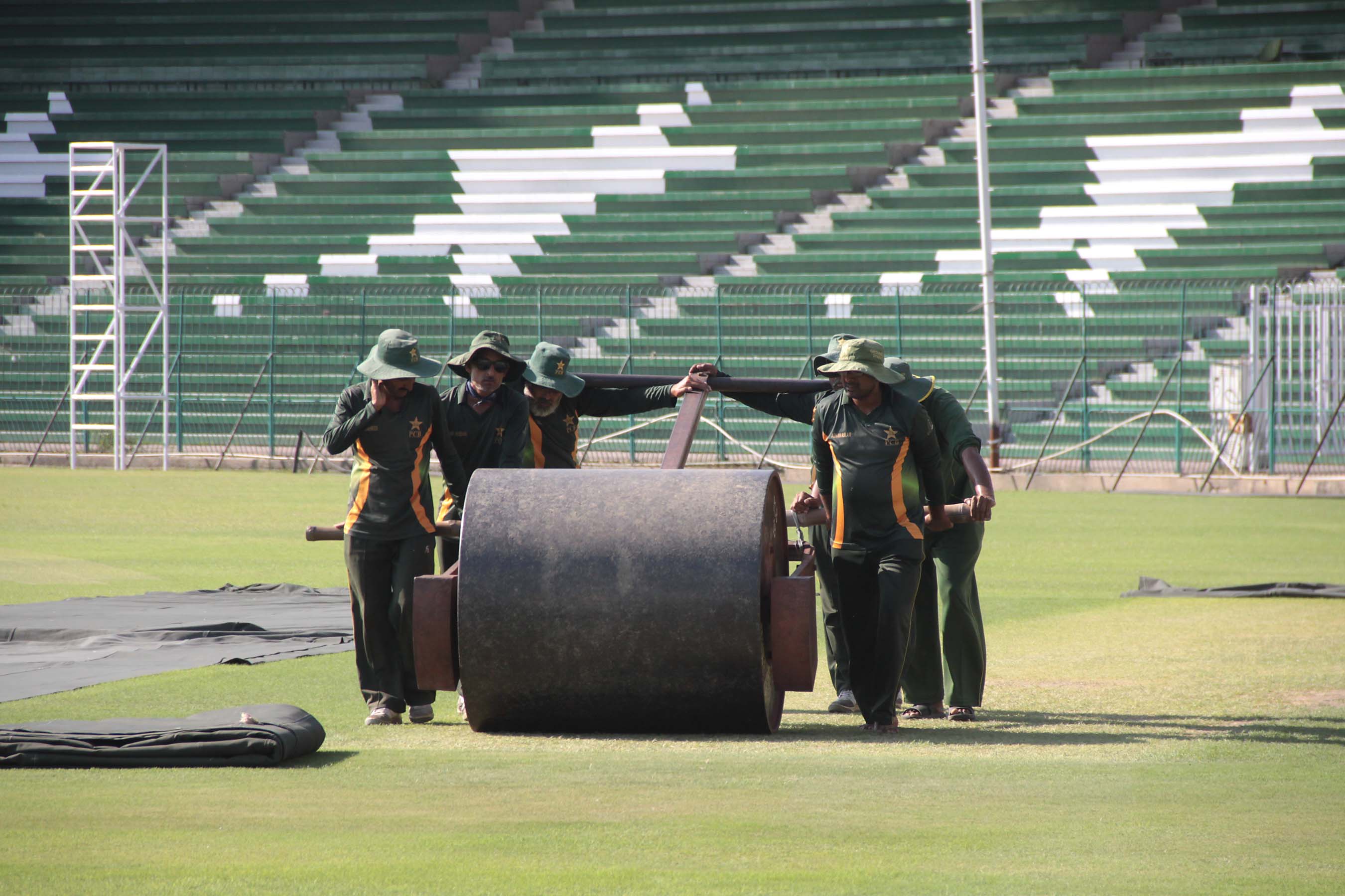 preparation to host zimbabwe are in full swing at the gaddafi stadium lahore photo malik shafiq express