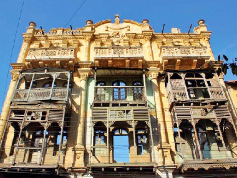 a combination of intricate woodwork corinthian capitals and interesting cornices this building is tucked away in ghas mandi photo courtesy reimagining karachi