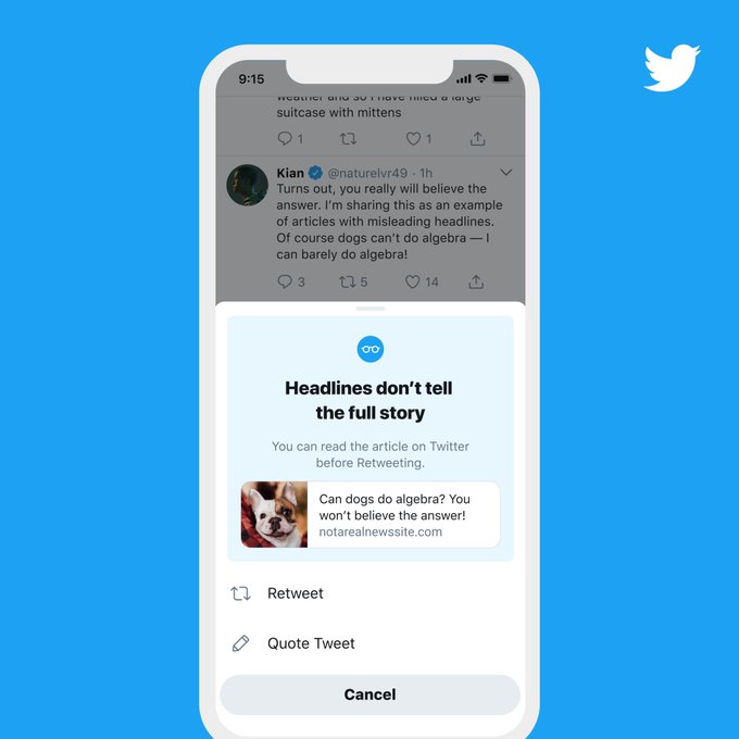 Twitter will now tell you to ‘read before you retweet’