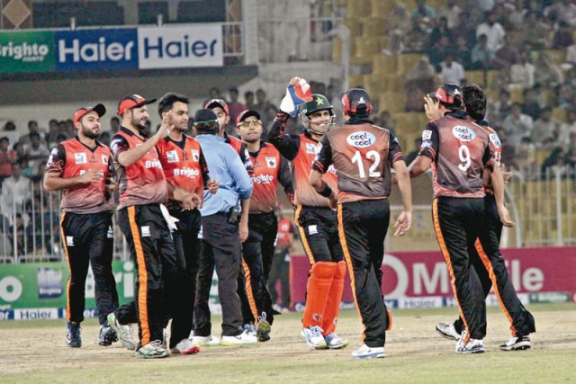 lahore lions rejoice taking a rawalpindi rams wicket photo shafiq malik express lahore lions rejoice taking a rawalpindi rams wicket photo shafiq malik express