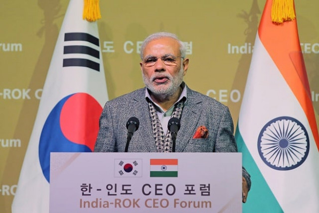 indian prime minister narendra modi delivers a speech during a south korea india ceo forum in seoul on may 19 2015 photo afp indian prime minister narendra modi delivers a speech during a south korea india ceo forum in seoul on may 19 2015 photo afp