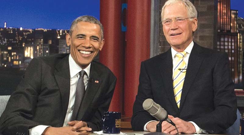us president barack obama tapes an appearance on the late show with david letterman on may 4 photo afp