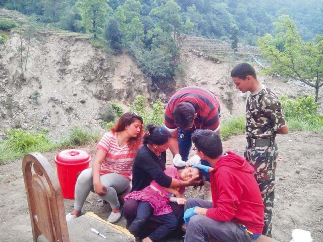 dr talha rehman treats a child in earthquake stricken nepal rehman and noman quadri went to nepal s remotest villages only to help the grieving victims photo courtesy noman quadri dr talha rehman treats a child in earthquake stricken nepal rehman and noman quadri went to nepal s remotest villages only to help the grieving victims photo courtesy noman quadri